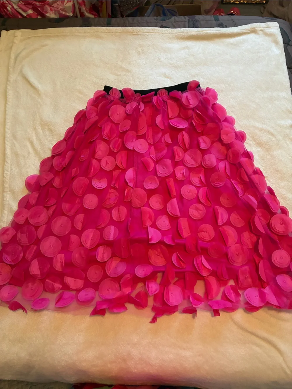 Hot Pink Textured Circle Applique Skirt - Women